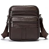 Small Shoulder Bag Leather for Men Crossbody Phone Bag Waterproof Messenger Bag Zipper Cross Body Sling Holster Handbag