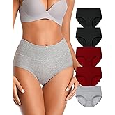 Annenmy High Waisted Womens Underwear Cotton Underwear Full Coverage Briefs Stretch Breathable Ladies Panties 5 Pack