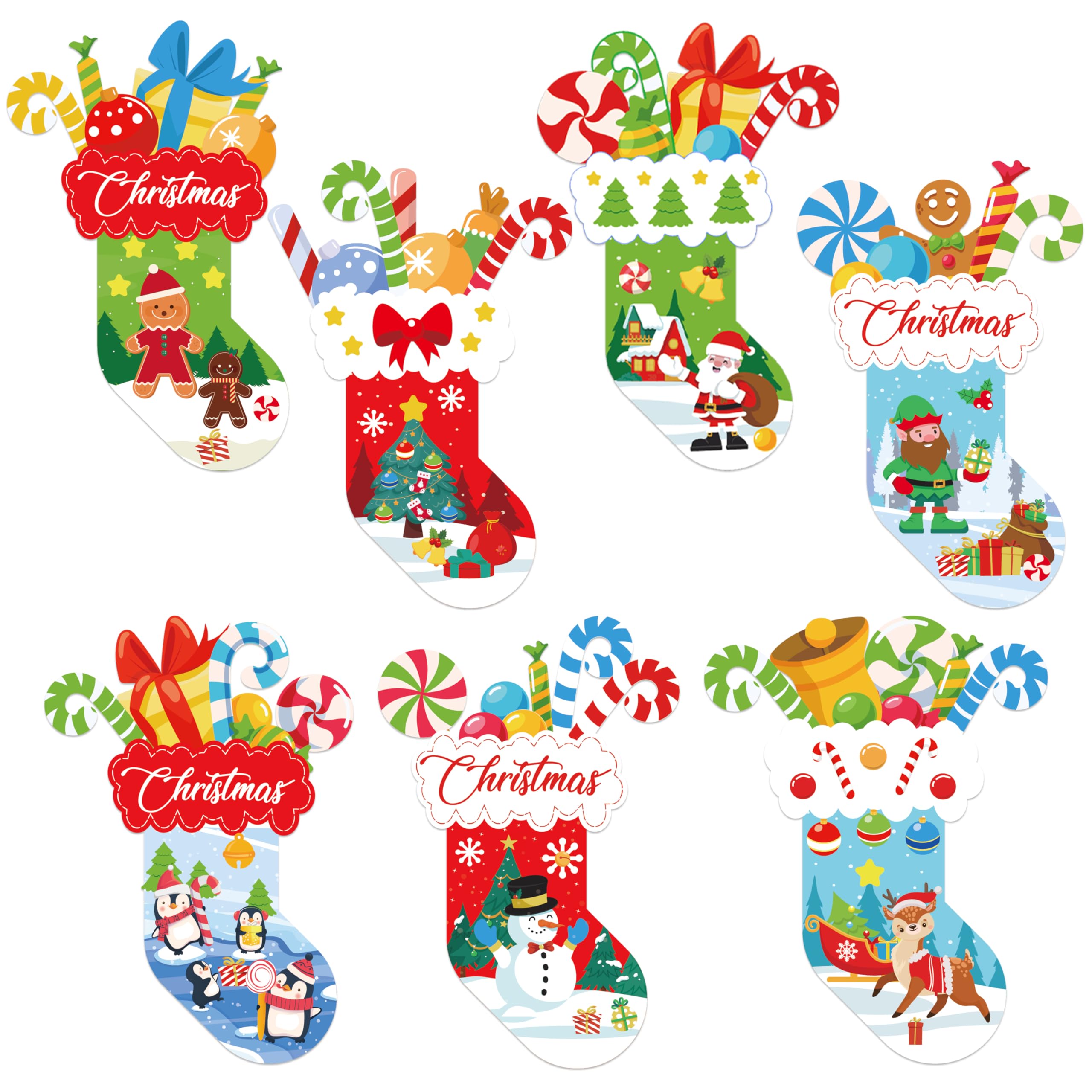 View 1 of 28 Pack Christmas Ornament Crafts for Kids Party Favors, Make Your Own Christmas Stockings DIY Hanging Ornaments, Christmas Stickers for Crafts Kids Ornament Making Kit for Holiday Xmas Classroom