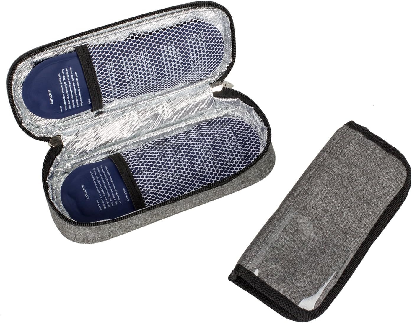 Apollo Walker Insulin Cooler Travel Case Diabetic Medication Cooler with 2 Ice Packs and Insulation Liner(Gray): Health & Personal Care