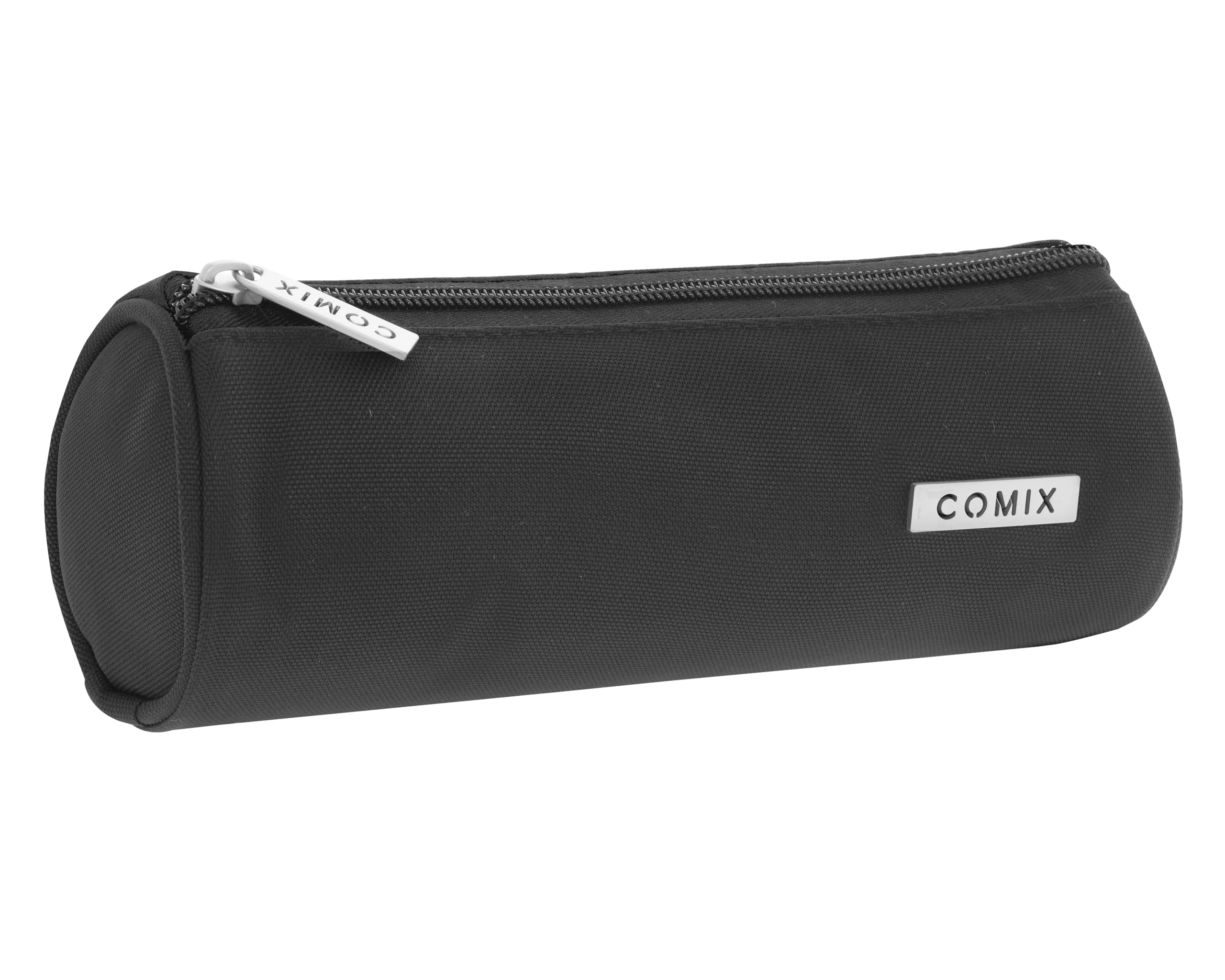 Comix - School Pencil Case for Children and Teenagers, Tombolino Lightweight and Compact, Ideal for Storing Stationery, with Practical Zip Closure, 22 x 8 x 8 cm, Black, Black, Casual