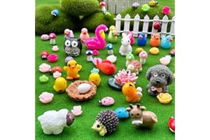 HAVAGDTM 120 PCS Mini Animal Figurine Mini Duck Mushroom Flower Figures for Miniature Garden Landscape Plant Pots Dollhouse DIY Handmade Birthday Party Gift Favor