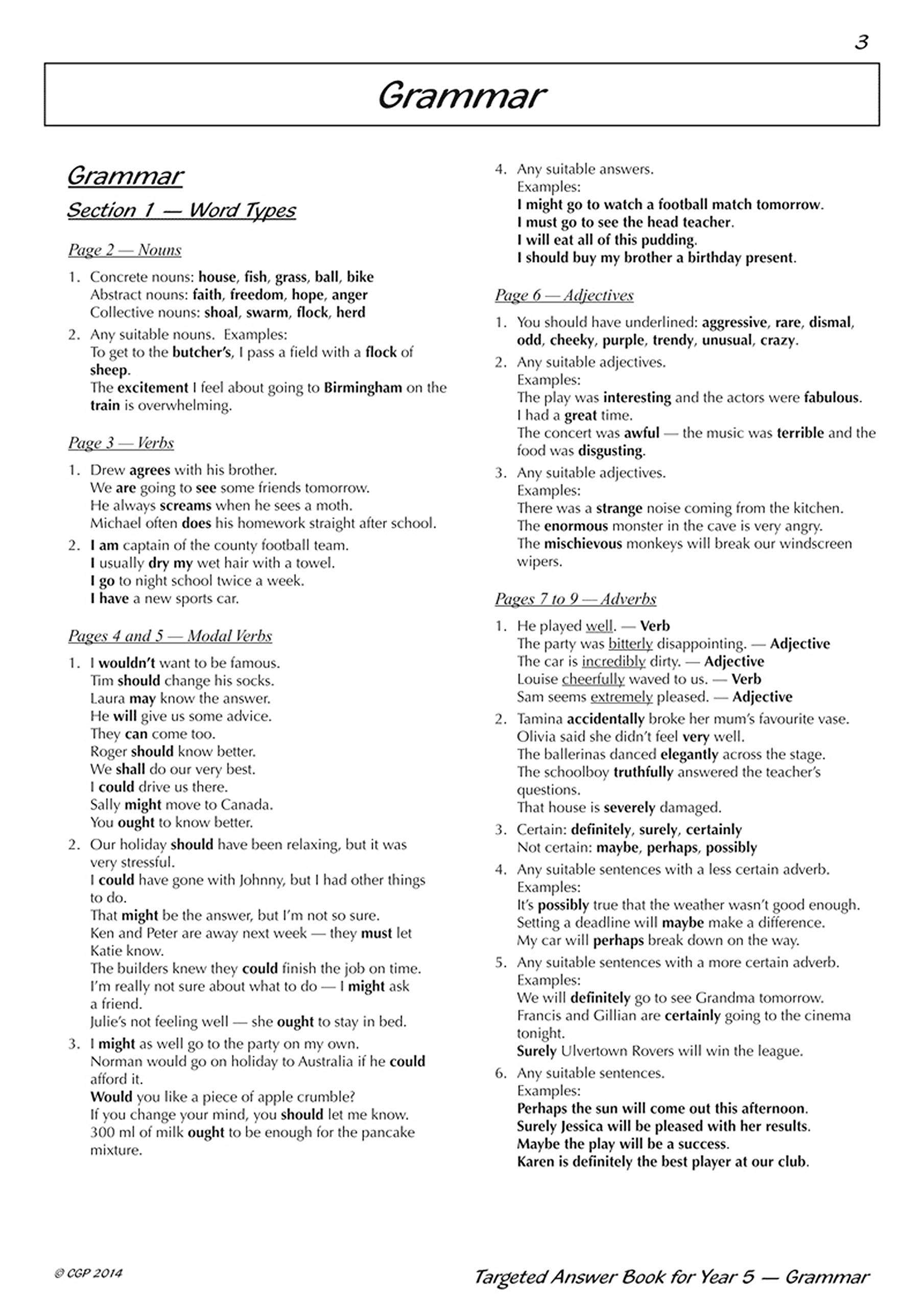 Ks2 English Answers For Targeted Question Books Grammar Punctuation And Spelling Year 5 Cgp Ks2 English Cgp Books Cgp Books Amazon Co Uk Books