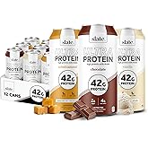 Slate Milk - Ultra Protein Shake - Sweet & Salty Pack - Chocolate, Vanilla, Salted Caramel - 42g Protein, 2g Sugar, 200 Calories, 4g Net Carbs - Lactose Free, No Added Sugar - 15 fl oz, 12 Cans