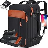 Lumesner Carry on Travel Backpacks, Extra Large 40L Flight Approved Bag for Men & Women,Expandable Suitcase Backpack With 4 Packing Cubes,Water Resistant Luggage Daypack Business Weekender Bag, Black