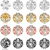 Waydress 200 Pcs 8mm Rhinestone Beads for Crafting, Shiny Round Disco Beads Bulk for Jewelry Making for DIY Bracelet Necklace Earring(Gold, Silver, Rose Gold, Black)