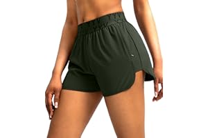YYV Women's Running Shorts with Zipper Pockets Quick-Dry Elastic Waist Band Athletic Gym Shorts for Women with Liner