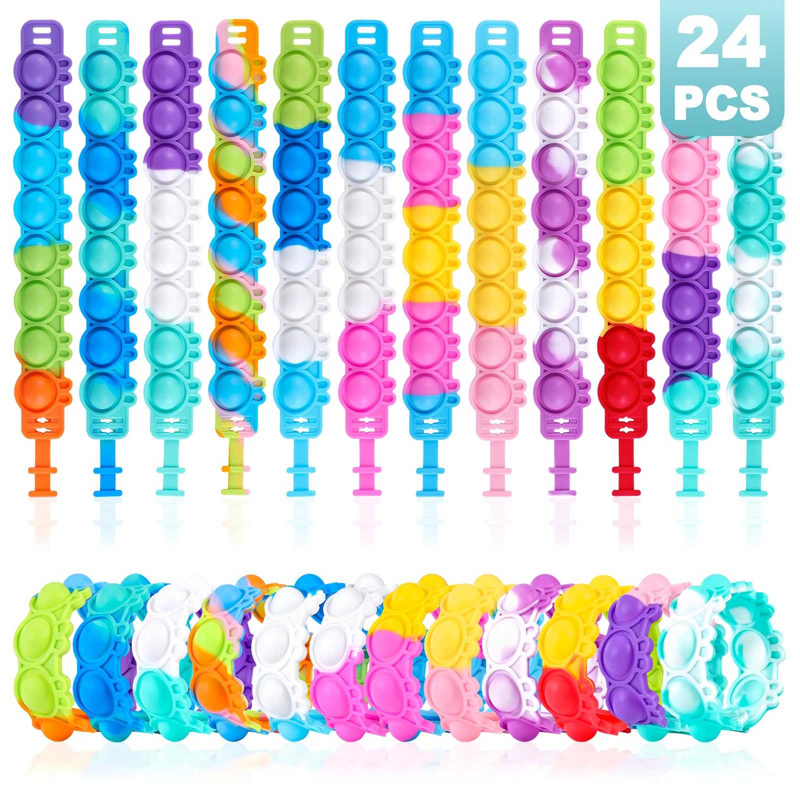 Easter Pop Bracelets 24 PCS Fidget Toys Bulk Its Easter Rabbit Bracelet Easter Basket Stuffers Egg Fillers Kids Party Favors Fidgets Easter Gifts for Kids Classroom Prizes Birthday Goodie Bag Stuffers