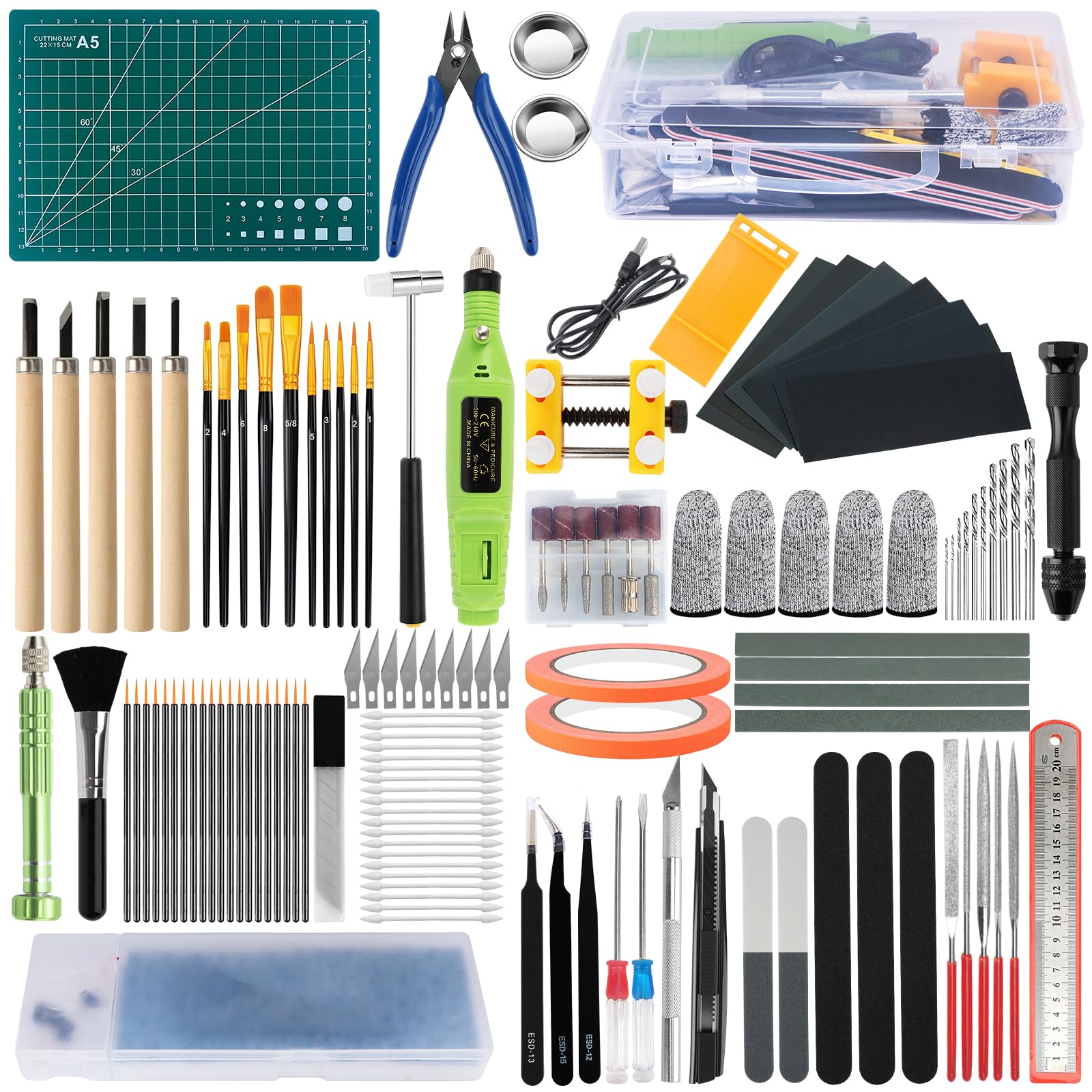 170 Pieces Gundam Model Tools Kit,Hobby Building Tools Kit ,Hobby Craft Tools for Plastic Models & Miniatures, Model Building Set, for Gundam Car Model Building Repairing and Fixing