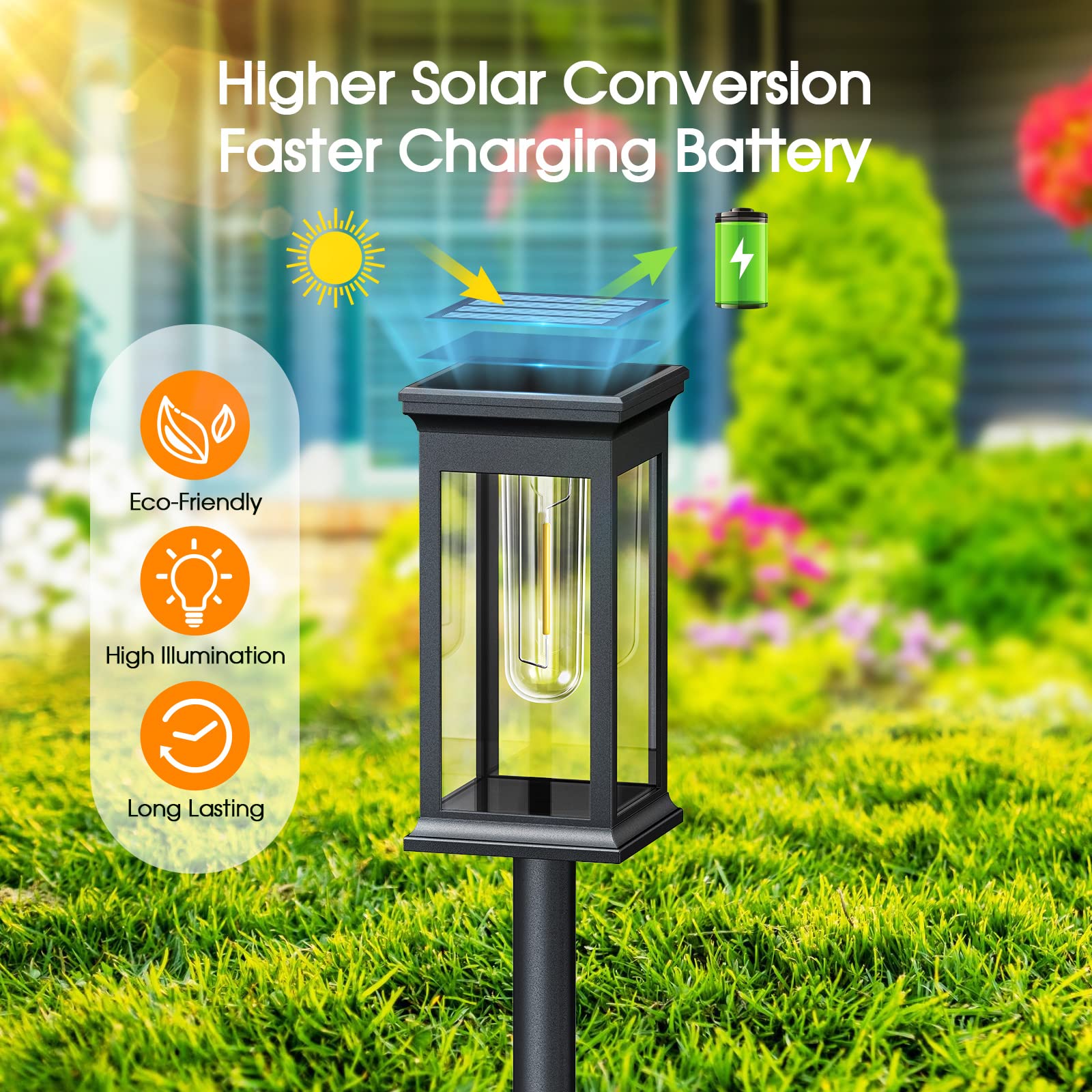 KOOPER Solar Pathway Lights Outdoor 8 Pack, 2X Bigger Solar Outdoor Lights, Bright Solar Garden Lights Waterproof, Auto On/Off Outdoor Solar Lights for Yard Landscape Path Lawn Patio Walkway