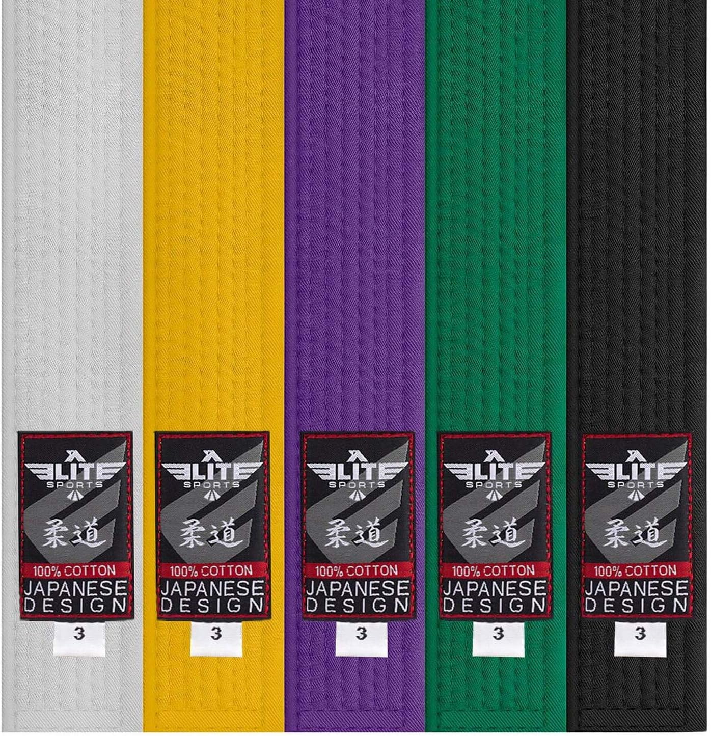 Elite Sports Judo Belt with Stripe Bar Judo Ranking Belt for Kids and