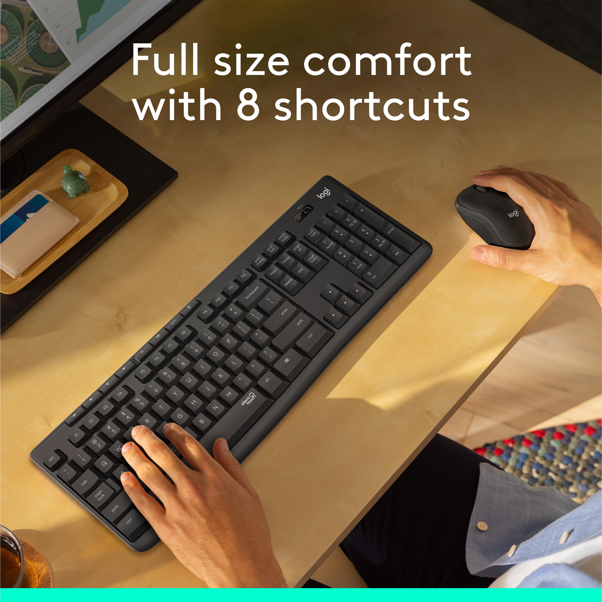 Logitech MK295 Silent Wireless Mouse & Keyboard Combo with SilentTouch Technology, Full Numpad, Advanced Optical Tracking, Lag-Free Wireless, 90% Less Noise, QWERTY UK English Layout - Black