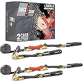 SHOCKSTRAP Ratchet Strap, 10' x 1" Shock Absorbing Heavy Duty Tie Downs for Cargo, 500 LB WLL / 1,500 LB Break Strength, 2-Pack