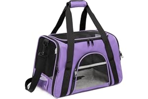 ROSEBB Pet Carrier,Dog Carrier Cat Carrier Airline Approved,Collapsible Soft Sided TSA Approved Pet Carrier for Medium and Small Cats, Puppies Up to 25 Lbs, Cat Travel Carrier(Large Purple)