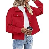Zeagoo Flannels for Women Cropped Shacket Jacket Fashion Plaid Button Down Shirt 2026 Fall Coat Tops