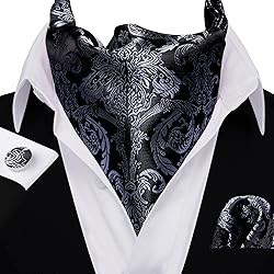 Ailisus Cravat Tie and Lapel Pin Set Mens Grey