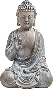 Meditating Buddha Statue, 6.7inch Buddha Serene Decorative Sitting Figurine Zen Sculpture Decoration for Home Indoor Outdoor Garden Patio Desk Porch Yard Art Decoration, Zen Decor (Waterproof)