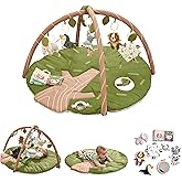 Baby Play Gym Mat - 8-in-1 Activity Playmat with Detachable Toys for Sensory Development - Thick, Oversized, Washable & Non-Slip Baby Floor Mat - Perfect Tummy Time Mat for Infants 0 6 12 Months