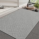 AMOAMI Thin Bath Mat, Super Absorbent Bath Mats for Bathroom, Quick Dry Rubber Backed Bath Rug Non Slip, Chenille Surface Thin Bathroom Rugs Fit Under Door,Low Pile Shower Rug,Grey,17" x 28"