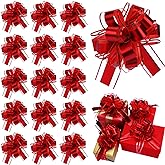 WILLBOND 20 Pieces 6 Inch Pull Bows Gift Wrapping Ribbon Pull Bows for Valentine Wedding Baskets Christmas Multicolor Wrap Accessory for Gift Present Holiday Decor(Red)