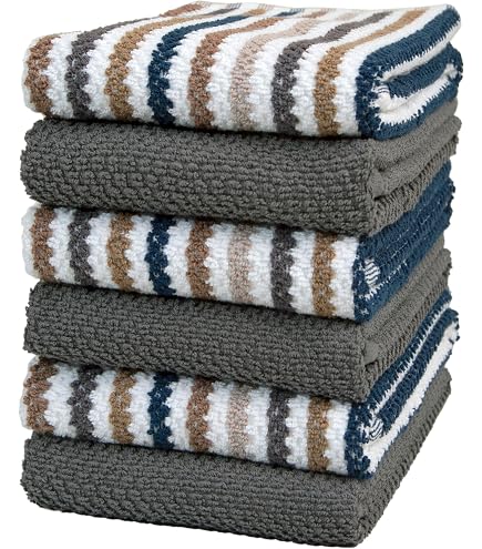 Lot De 8 Torchons Bumble Towels – Noir Et Bleu Marine, Absorbants, Sans Peluche, 30,5 X 30,5 Cm - 3