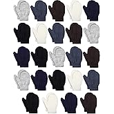 Tarpop 24 Pairs Kid's Gloves Winter Warm Toddler Knitted Mittens Bulk Stretch Gloves Warm Hand Knit Mittens for Boys Girls