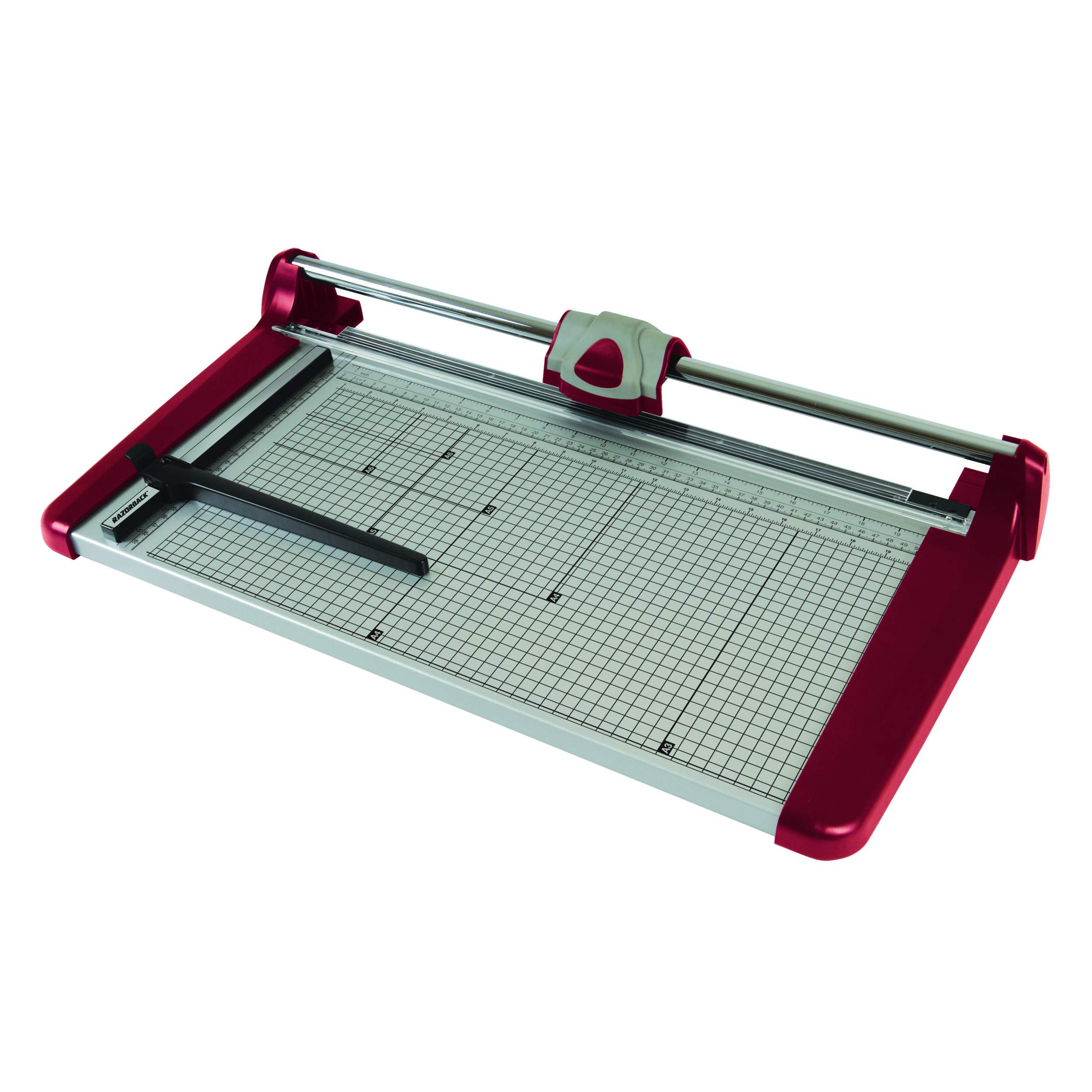 Razorback A3 Guillotine, Heavy Duty Paper Cutter With Shelf-Sharpening Blade, Ideal Paper Trimmer For School & Office, Paper Guillotine With Pre-Printed Size Guide, Long-Lasting A4 Paper Cutter