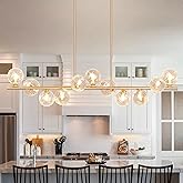 Dining Room Chandelier 51" Gold Sputnik Chandelier Linear Chandeliers for Dining Room, Island Lights for Kitchen with Clear S