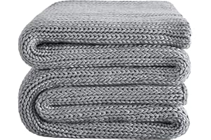 L'AGRATY Knitted Weighted Blanket - 60"x80" 15lbs Cooling Chunky Knit Heavy Blanket for Adults Braided Crochet Throw Thick Cable Yarn Knit Decorative Blanket No Beads Evenly Weighted Machine Washable