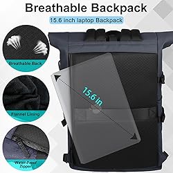 Roll Top Laptop Backpack for Men Women, Expandable