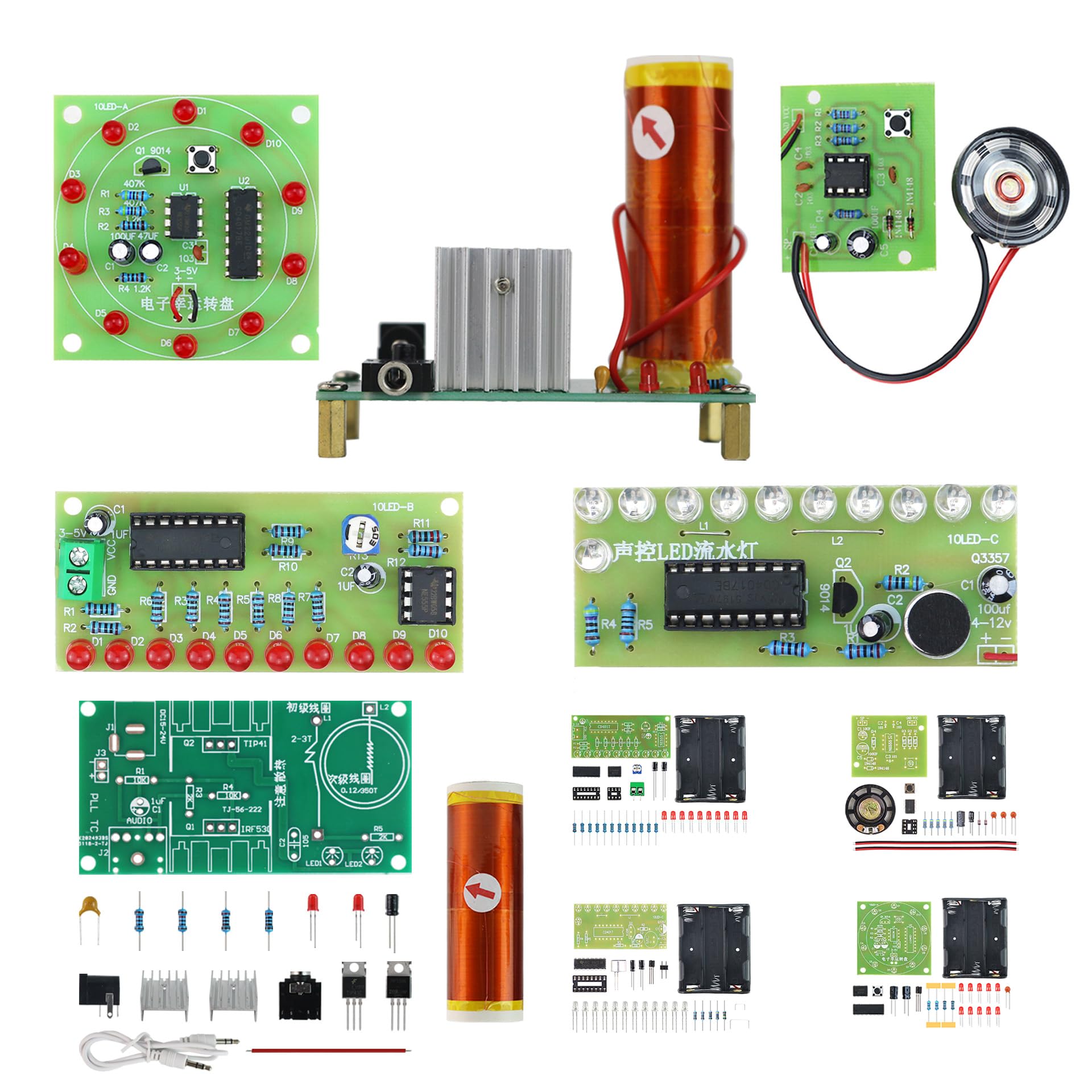 Photo 1 of YIDAB 5in1 Soldering Practice Kit Mini Musical Tesla Coil, Plug-in Flowing Light,Doorbell, Sound-Activated Flowing Light