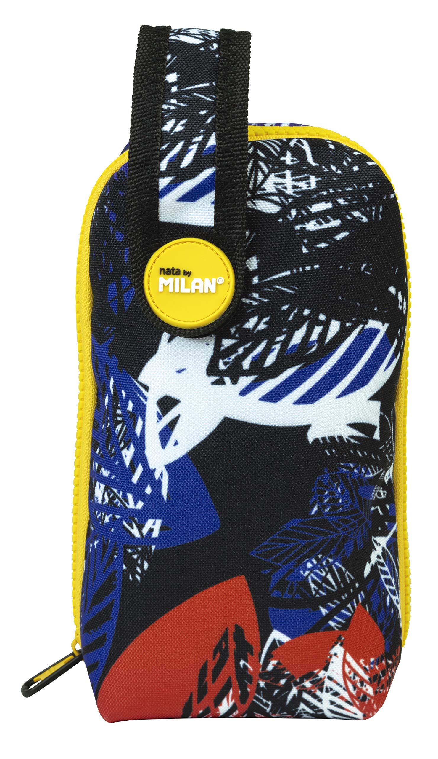 Milan Kit Un Estuche Con Contenido Jungle Pencil Cases, 19 cm, Black (Negro Y Amarillo)