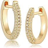 MEVECCO 14K Gold Plated Hoop Earrings With Cubic Zirconia Dainty Huggie Earrings for Women