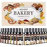 Bakery Essential Oils Set - Fragrance Oil for Diffusers, Candle Making - Pumpkin Pie, Coffee Cake, Oatmeal Cookie, Gingerbread, Cinnamon Apple Aromatherapy Scented Oils (5ml)