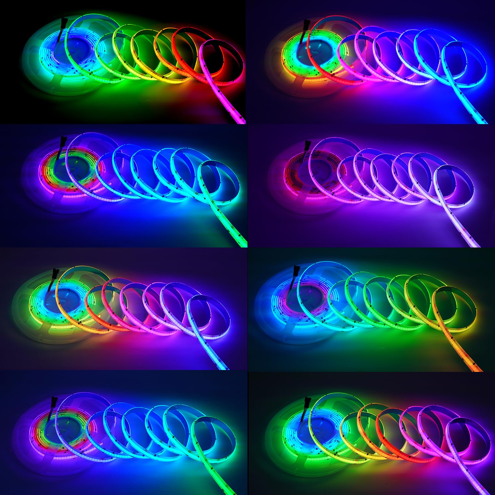 Boarda RGBIC COB LED Light Strip,DC12V 5m Smart RGBIC COB LED Rope Light for Gaming, Bedroom Living Room Decor(12V, 10mm-576 LEDs/M)