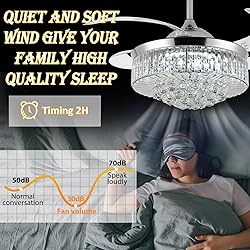 Panghuhu88 36" Invisible Ceiling Fan Chandelier