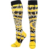 MadSportsStuff Crazy Tie Dye Socks for Softball Soccer Volleyball Tall Over the Calf Athletic Socks Fun Neon Colors