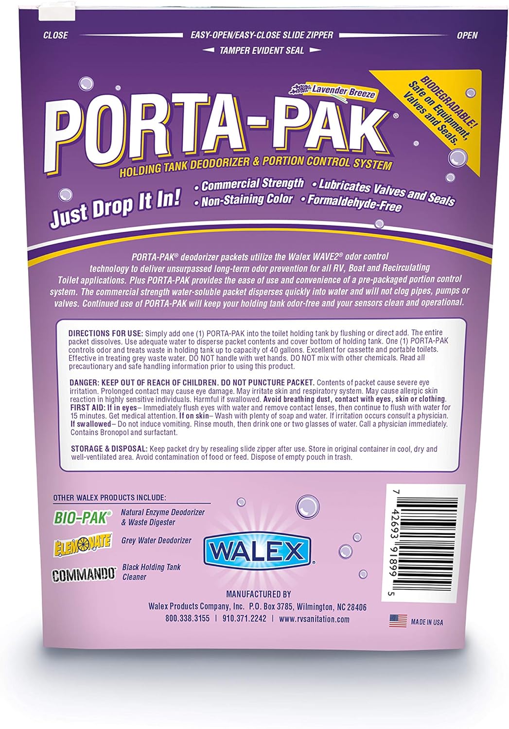 Walex PPRVLAV PPRV10LAV Porta-Pak Holding Tank Deodorizer Drop-Ins, Lavender Breeze (Pack of 10): Automotive