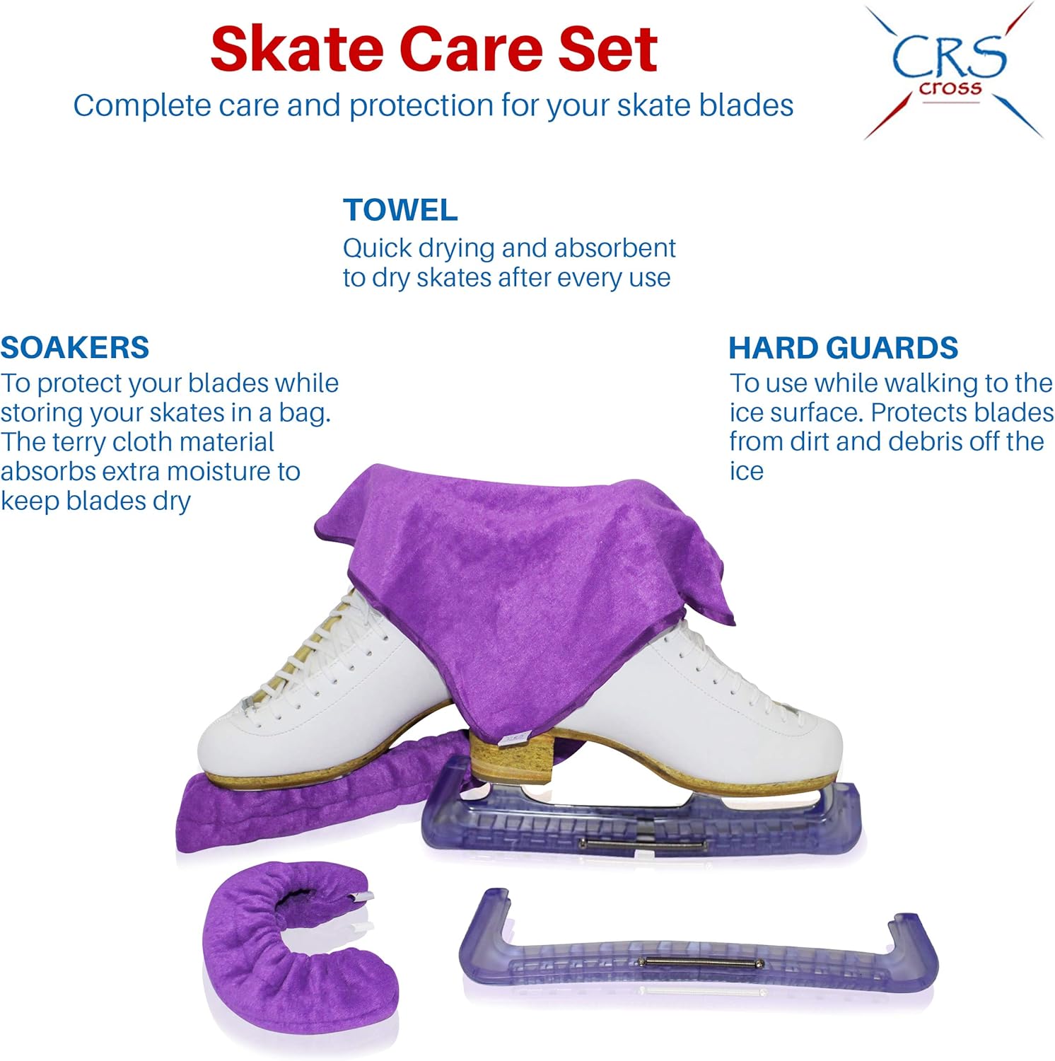 CRS Cross Skate Guards, Soakers & Towel Gift Set - Ice Skating Guards and Soft Skate Blade Covers for Figure Skating or Hockey : Sports & Outdoors