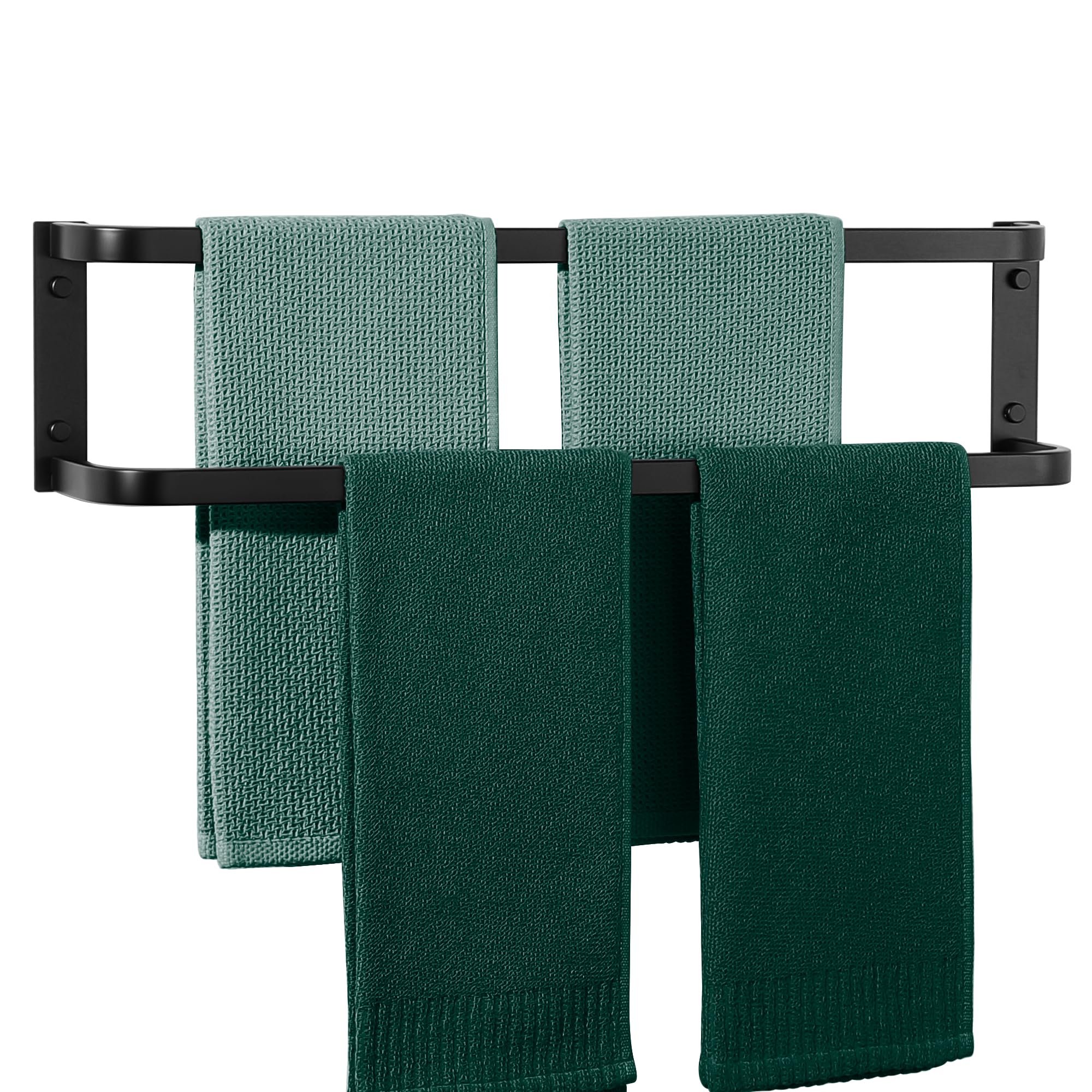 Mooche Towel Rail, Double Towel Rails Wall Mounted, 61.5CM Bathroom Towel Holder, SUS304 Stainless Steel Towel Holder Towel Bar for Kitchen Bathroom, Matte Finished Black