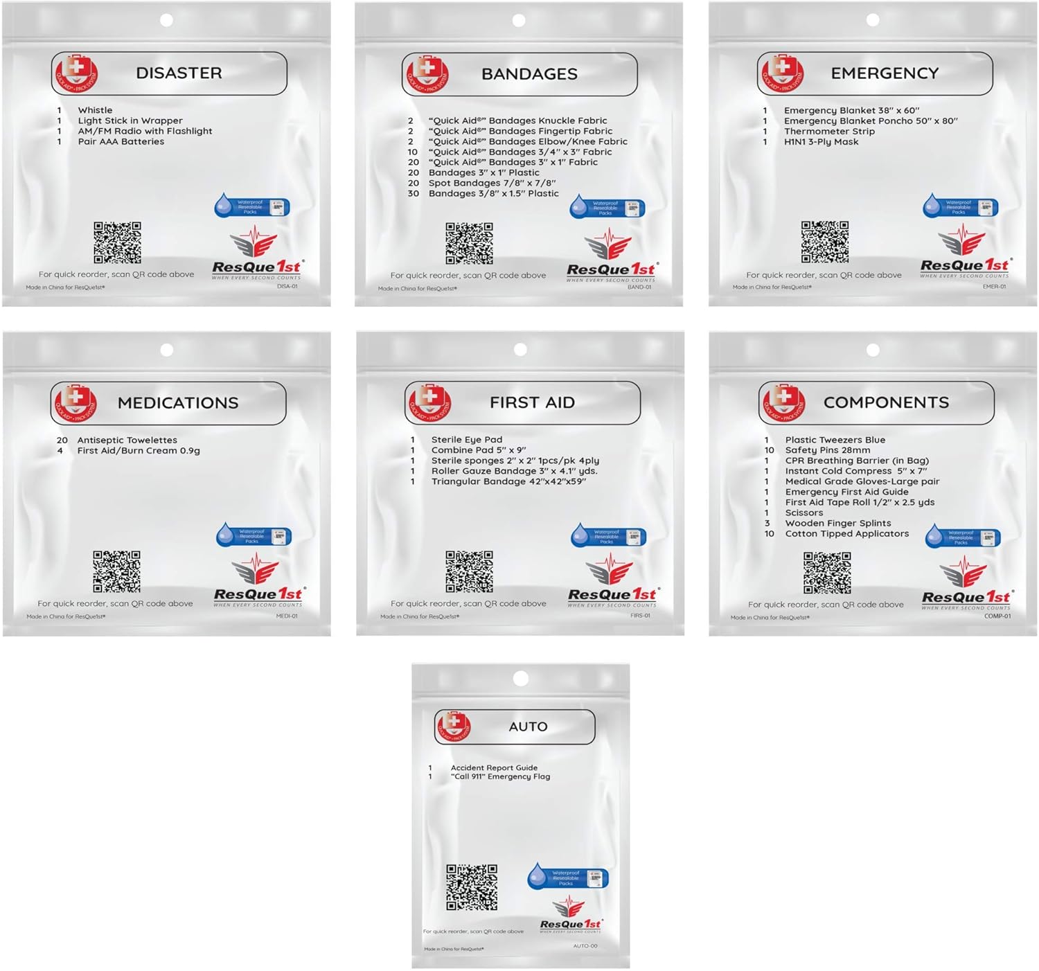 First Aid Complete Emergency Preparedness Kit for Office, Home, Dorm, Emergency, Survival, Camping Accessories, Hunting, Travel, Car or Automotive and Sports. 180 Pieces: Health & Personal Care