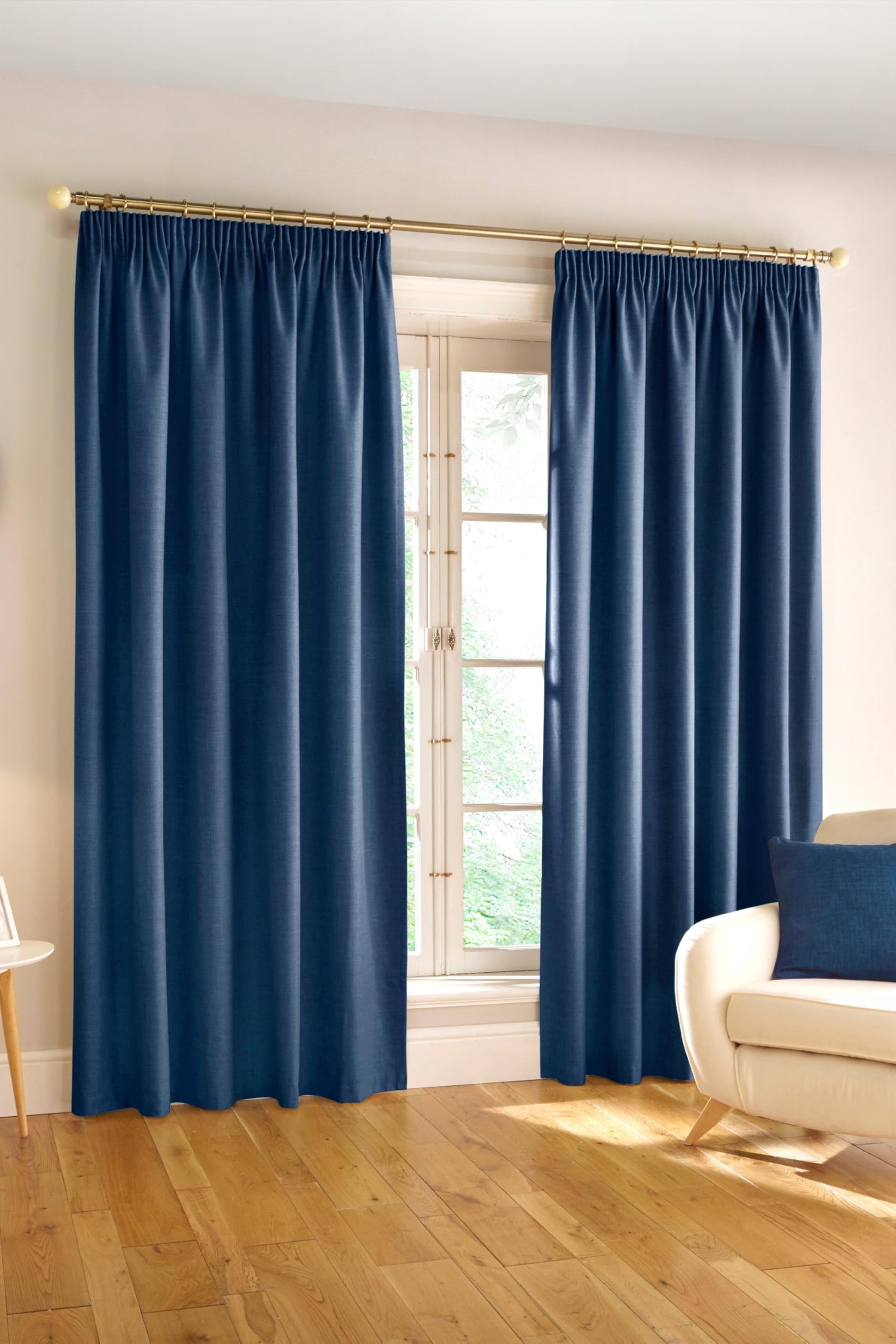 Enhanced Living Harvard Linen 100% Blackout Curtains - Navy Thermal, Tape Top, 66x90 inch (168x229 cm) Curtains for Living Room and Bedroom - 2 x Curtain Panels