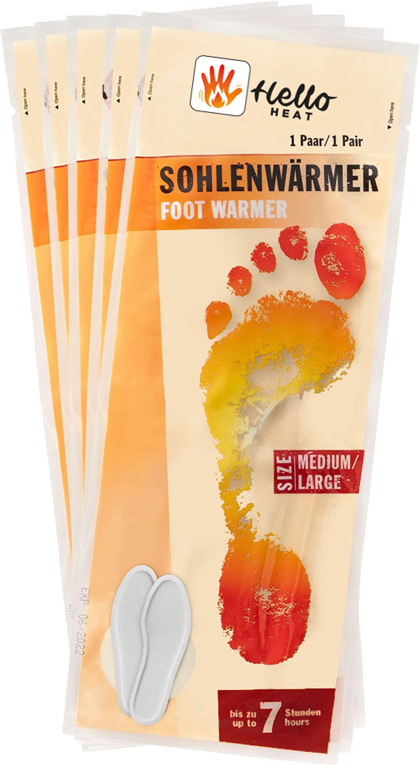5 Pairs of Cosy Soft Warm Foot Warmers L | Comfortable Heat Pads | 7 Hours Soothing Heat | Pack of 5 pairs, Size L