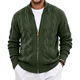 JMIERR Mens Casual Cable Knit Full Zip Cardigan Sweater | Machine Washable, Stand Collar, Side Pockets, Soft Knit Texture, Fall Winter Layering, Casual Dress Sweater