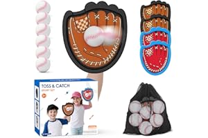 HYES Toss and Catch Ball Game, Outdoor Toys for Kids, Beach Pool Yard Games for Teens & Family, Toddler Baseball Glove Birthday Gifts for 3 4 5 6 7 8+ Year Old Boys & Girls (4 Paddles & 6 Balls)