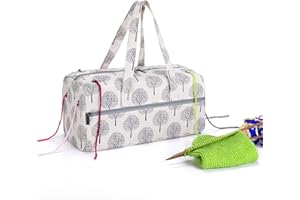 Luxja Knitting Bag, Yarn Bag for Yarn Skeins, Crochet Hooks, Knitting Needles (up to 14 Inches) and Other Accessories, Trees