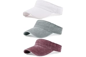 QLAUCA 3 Pack Sun Visors for Women Men Cooling Lightweight Sports Sun Hats Adjustable Twill Cotton Run Visor