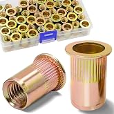 Vifmy M10-1.5 Rivet Nut,50Pcs Zinc Plated Threaded Rivnuts Inserts | 10mm rivet nuts, flat head pressure certnut, metric rivi nut sert, threaded insert revit nutsert for metal