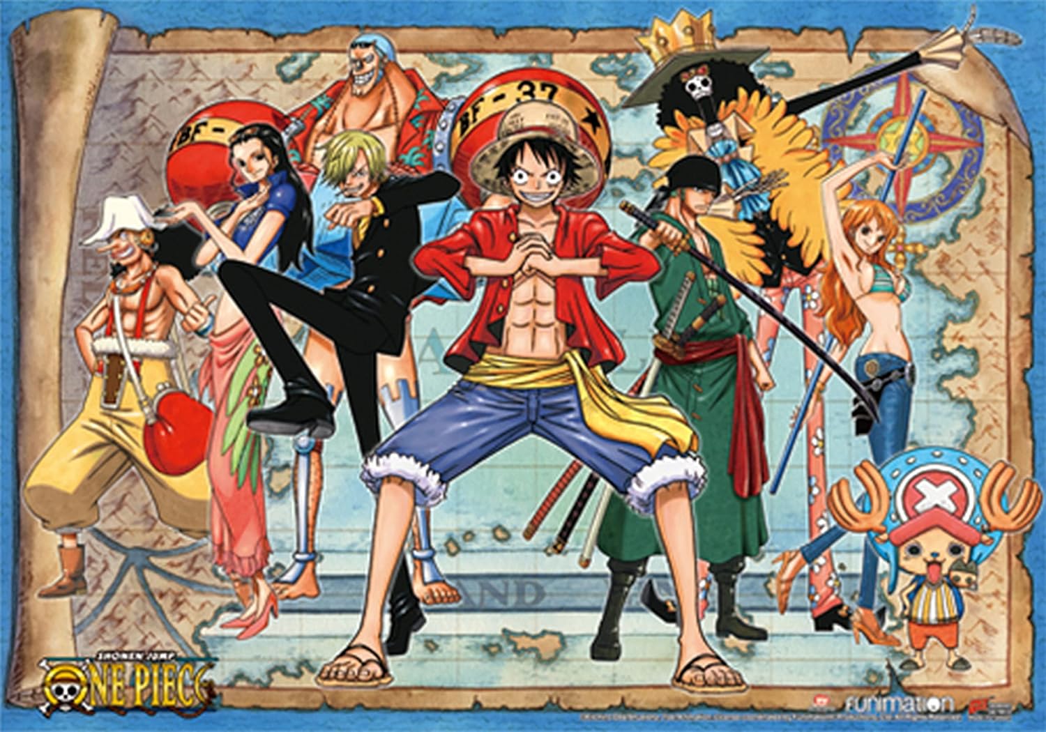 Amazon Com Great Eastern Entertainment One Piece New World Luffy Group 02 Wall Scroll Posters Prints