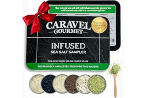 Infused Sea Salt Sampler Set, Finishing Salt for Seasoning, Gourmet Cooking Gift and Spice Variety Pack for Special Occasions, 0.5 oz x Bundle of 6 Flavored Salts - Caravel Gourmet Salt